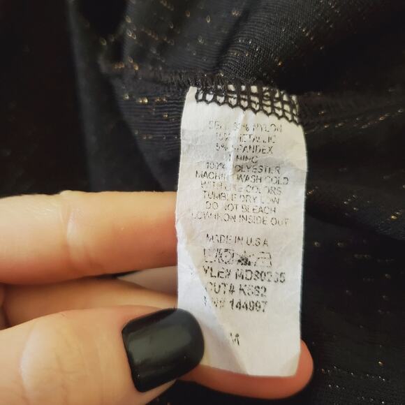 Papaya | Gold Metallic Thread Long Sleeve Dress - Picture 6 of 7